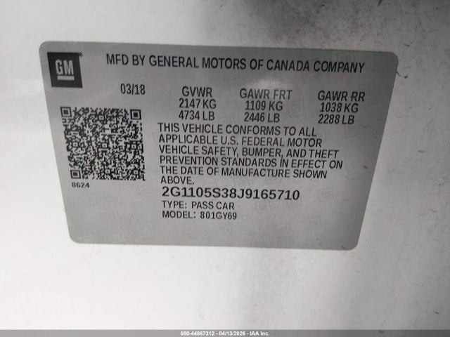 2G1105S38J9165710 Chevrolet IMPALA 1LT