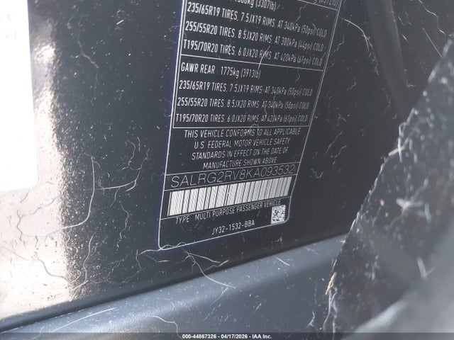 SALRG2RV8KA093532 Land Rover Discovery Se