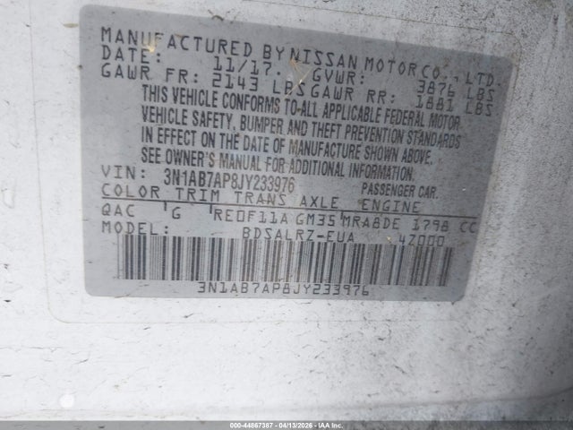 3N1AB7AP8JY233976 Nissan SENTRA SR