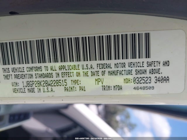 2008 Jeep Liberty Sport მანქანა იყიდება აუქციონზე, vin: 1J8GP28K28W228515, აუქციონის ნომერი: 44867390