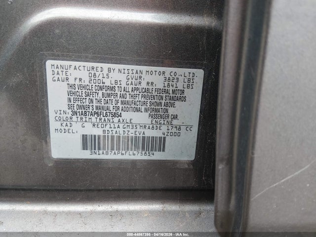 3N1AB7AP6FL675854 Nissan SENTRA SV