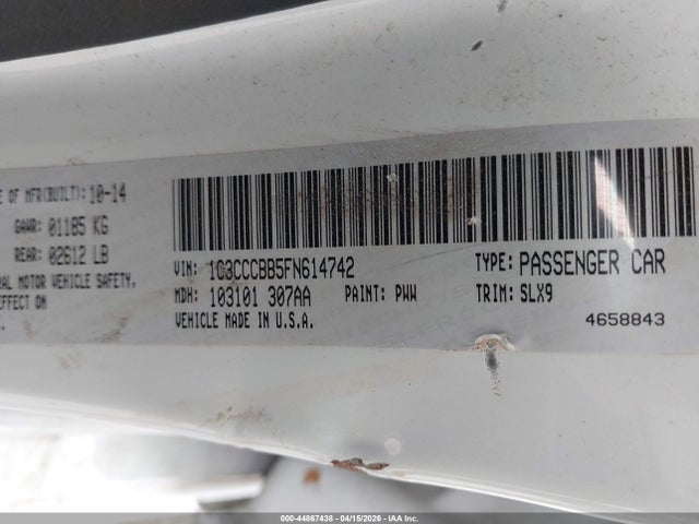 Продажа на аукционе авто 2015 Chrysler 200 S, vin: 1C3CCCBB5FN614742, номер лота: 44867438