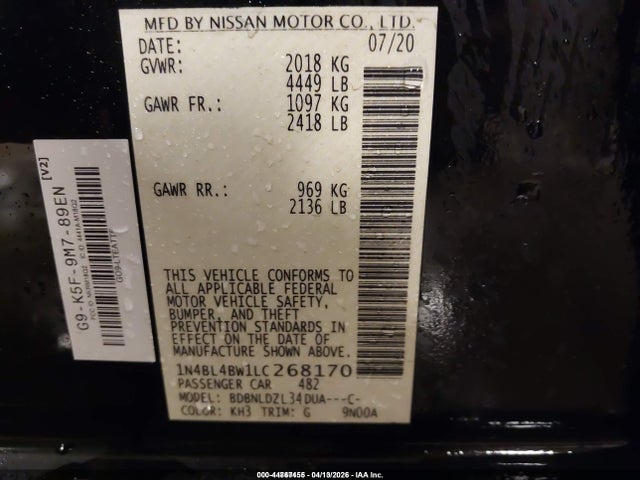 2020 NISSAN ALTIMA 1N4BL4BW1LC268170 Photo 8