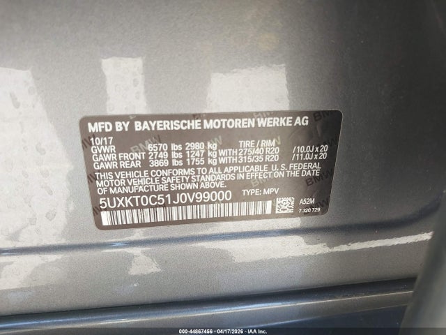 Aukcja sprzedaży 2018 Bmw X5 Edrive Xdrive40e Iperformance, vin: 5UXKT0C51J0V99000, numer aukcji: 44867456