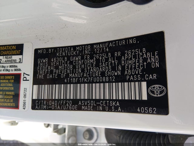 Toyota CAMRY SE 2015 4T1BF1FK7FU008812 Image 9
