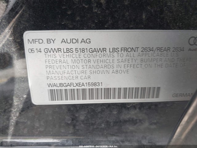 Продажа на аукционе авто 2014 Audi S4 3.0t Premium Plus, vin: WAUBGAFLXEA159831, номер лота: 44867518