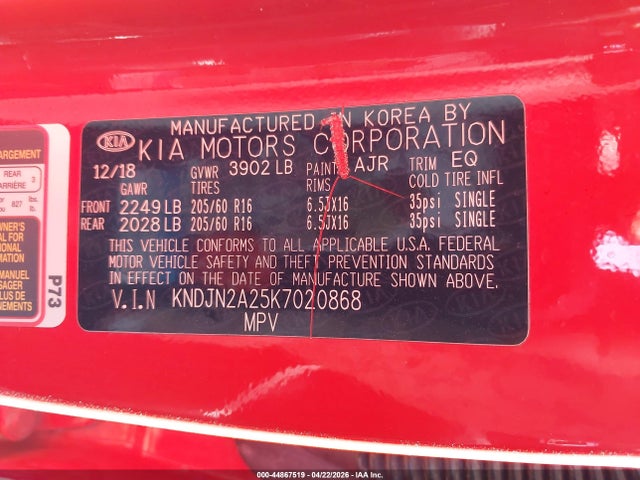 Продаж на аукціоні авто 2019 Kia Soul, vin: KNDJN2A25K7020868, номер лоту: 44867519