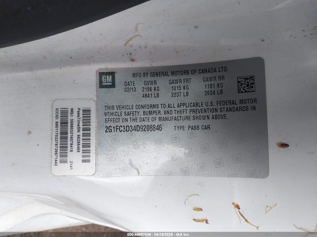 Aukcja sprzedaży 2013 Chevrolet Camaro 2lt, vin: 2G1FC3D34D9208846, numer aukcji: 44867546