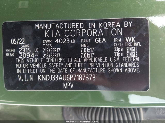 2023 Kia Soul Ex მანქანა იყიდება აუქციონზე, vin: KNDJ33AU6P7187373, აუქციონის ნომერი: 44867547