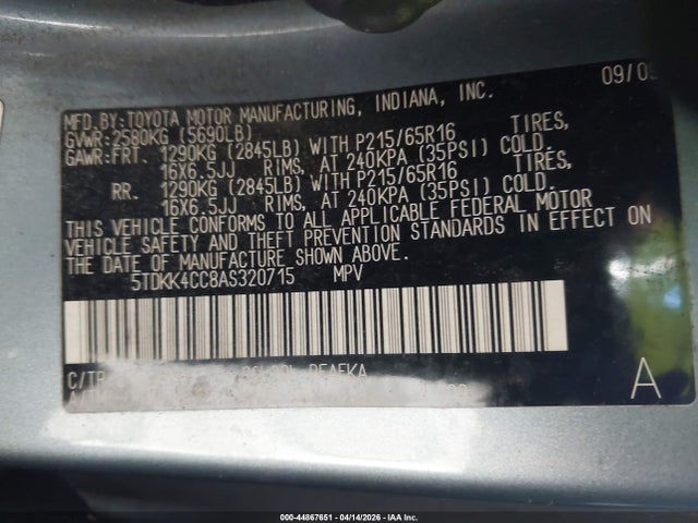 2010 TOYOTA SIENNA 5TDKK4CC8AS320715 Photo 8
