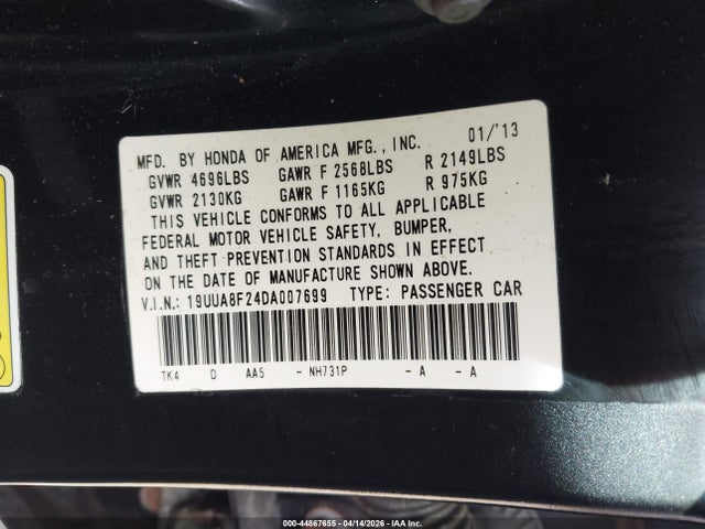 2013 ACURA TL 19UUA8F24DA007699 Photo 8