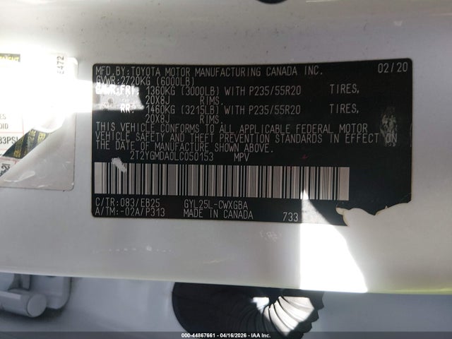 Aukcja sprzedaży 2020 Lexus Rx 450h F Sport Performance, vin: 2T2YGMDA0LC050153, numer aukcji: 44867661