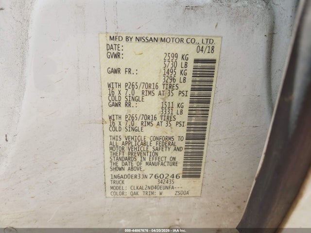 Nissan Frontier Sv 2018 1N6AD0ER3JN760246 Image 9
