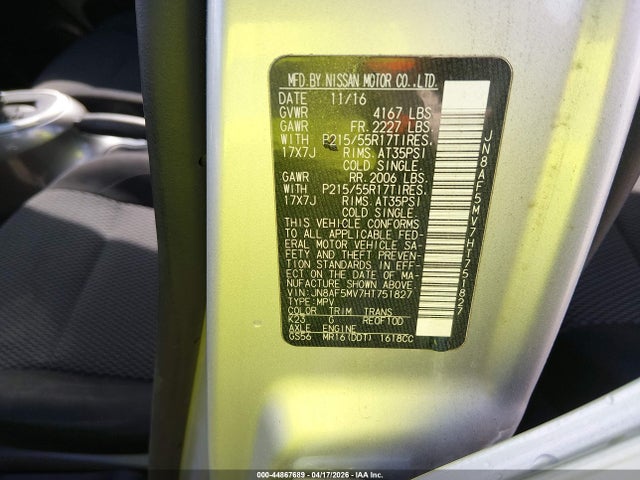 JN8AF5MV7HT751827 Nissan JUKE S