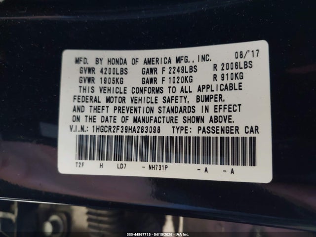 1HGCR2F39HA283098 Honda ACCORD LX