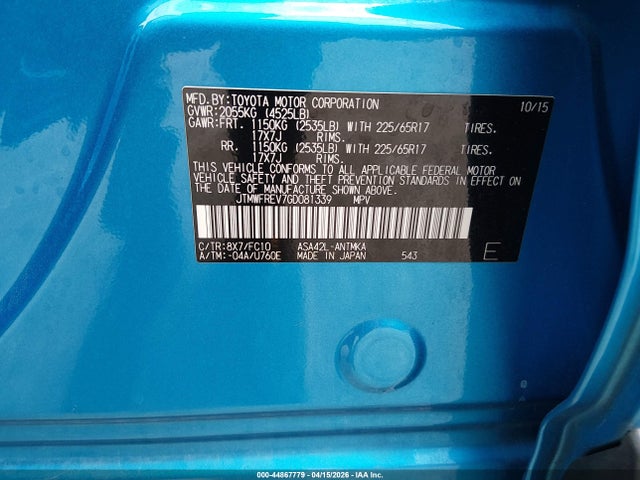 Toyota Rav4 Xle 2016 JTMWFREV7GD081339 Image 9
