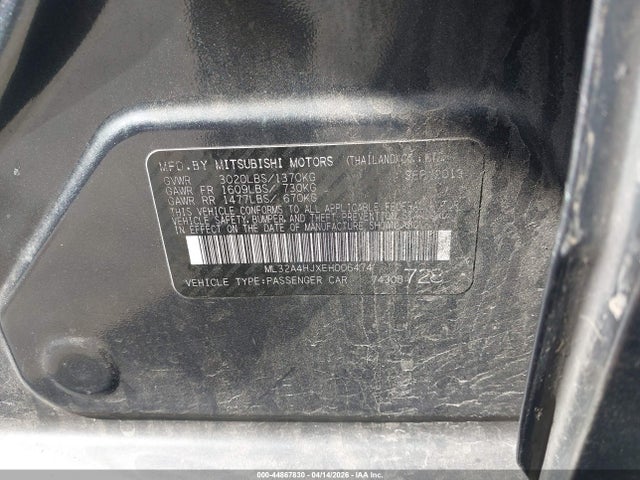 Продаж на аукціоні авто 2014 Mitsubishi Mirage Es, vin: ML32A4HJXEH006474, номер лоту: 44867830