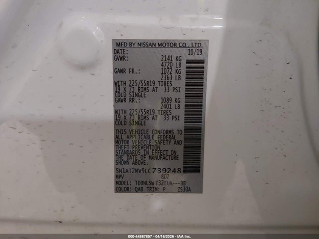 Aukcja sprzedaży 2020 Nissan Rogue Sl Intelligent Awd, vin: 5N1AT2MV9LC739248, numer aukcji: 44867857