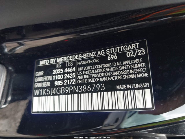 Продаж на аукціоні авто 2023 Mercedes-benz Cla 250 Coupe, vin: W1K5J4GB9PN386793, номер лоту: 44867863