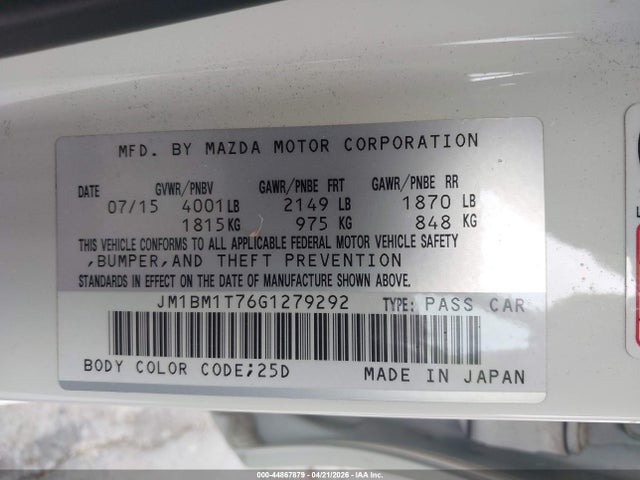 JM1BM1T76G1279292 Mazda Mazda3 I Sport