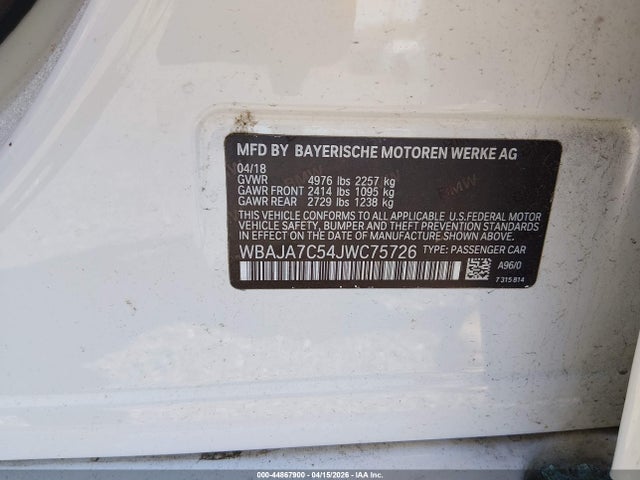 Продажа на аукционе авто 2018 Bmw 530i Xdrive, vin: WBAJA7C54JWC75726, номер лота: 44867900