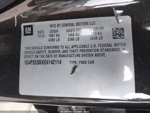 Aukcja sprzedaży 2014 Buick Verano Leather Group, vin: 1G4PS5SKXE4142114, numer aukcji: 44867919