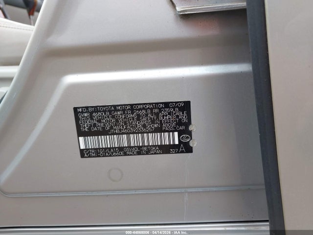 44868006 :رقم المزاد ، JTHBJ46G392336257 vin ، 2009 Lexus Es 350 مزاد بيع