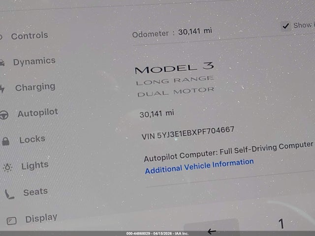 Aukcja sprzedaży 2023 Tesla Model 3 Long Range Dual Motor All-wheel Drive, vin: 5YJ3E1EBXPF704667, numer aukcji: 44868029