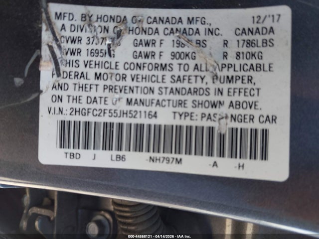 2HGFC2F55JH521164 Honda Civic Lx