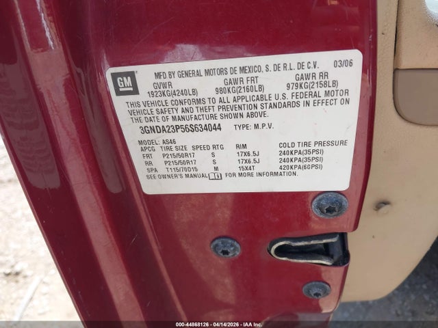 44868126 :رقم المزاد ، 3GNDA23P56S634044 vin ، 2006 Chevrolet Hhr Lt مزاد بيع