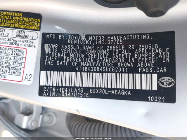 Продажа на аукционе авто 2005 Toyota Avalon Xls, vin: 4T1BK36B45U062011, номер лота: 44868131