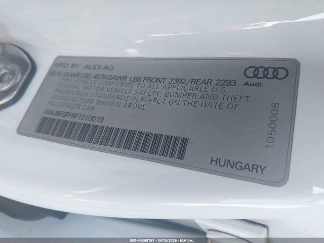 Продажа на аукционе авто 2015 Audi A3 2.0t Premium, vin: WAUBFGFF9F1010019, номер лота: 44868151