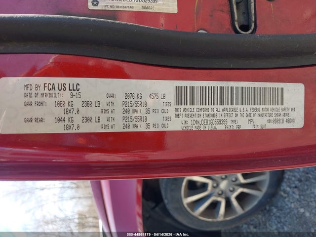 44868179 :رقم المزاد ، 1C4NJDEB1GD559399 vin ، 2016 Jeep Compass High Altitude Edition مزاد بيع