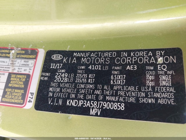 Продажа на аукционе авто 2018 Kia Soul +, vin: KNDJP3A58J7900858, номер лота: 44868185