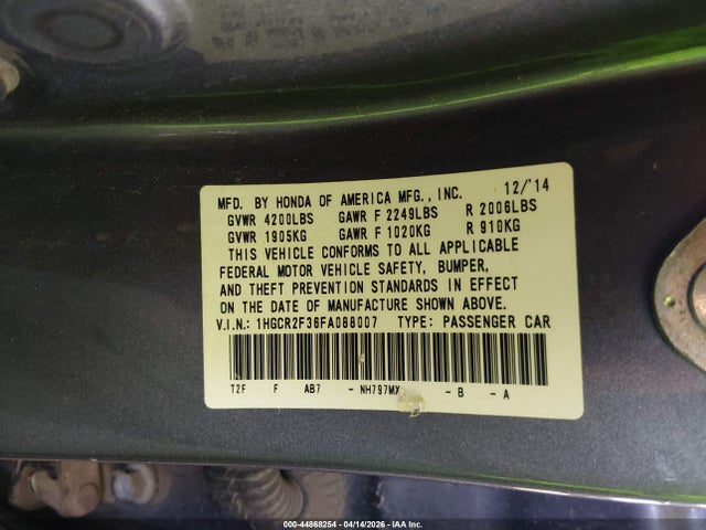 Honda ACCORD LX 2015 1HGCR2F36FA088007 Image 9