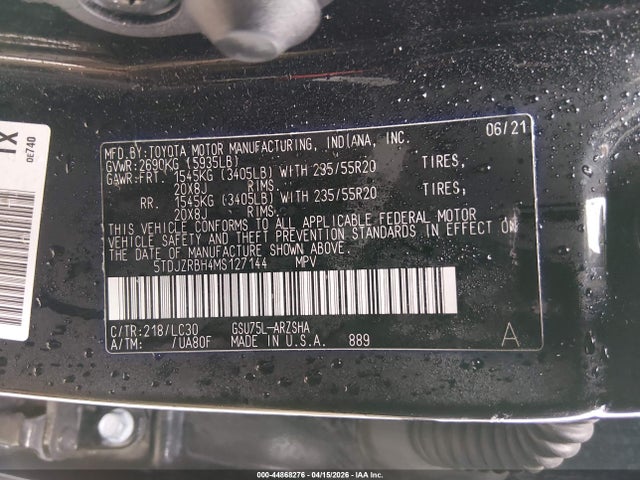 5TDJZRBH4MS127144 Toyota Highlander Xse