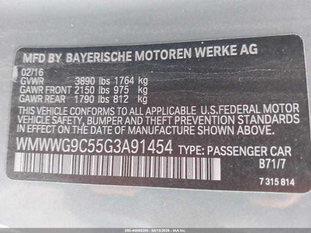 Продажа на аукционе авто 2016 Mini Convertible Cooper S, vin: WMWWG9C55G3A91454, номер лота: 44868298