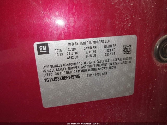1G11J5SX0EF145786 Chevrolet Malibu 2lz