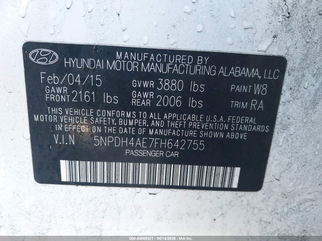 Hyundai ELANTRA SE 2015 5NPDH4AE7FH642755 Image 9