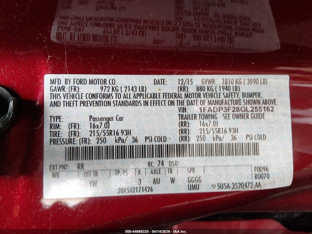 2016 FORD FOCUS 1FADP3F28GL255162 Photo 8