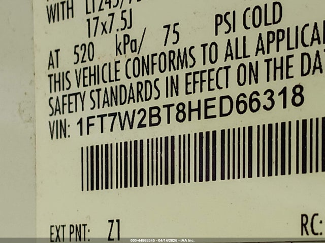 1FT7W2BT8HED66318 Ford F-250 Xl