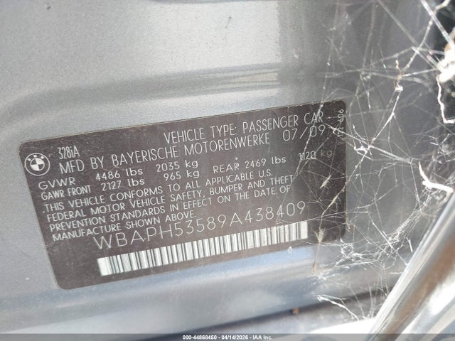 Продажа на аукционе авто 2009 Bmw 328i, vin: WBAPH53589A438409, номер лота: 44868450