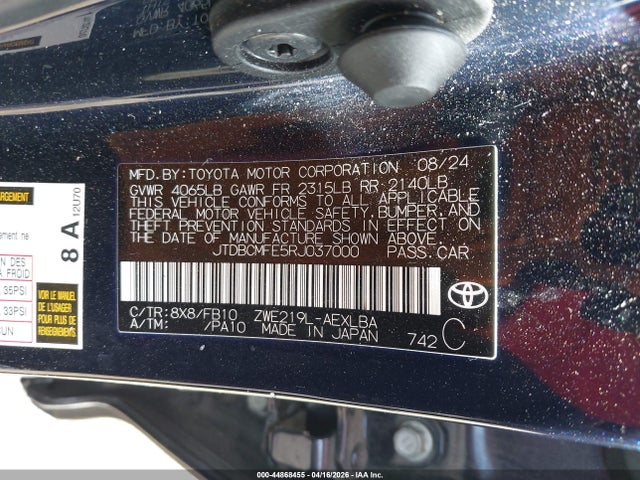 Продажа на аукционе авто 2024 Toyota Corolla Hybrid Le, vin: JTDBCMFE5RJ037000, номер лота: 44868455