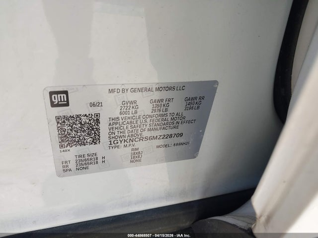 Auction sale of the 2021 Cadillac Xt5 Fwd Premium Luxury, vin: 1GYKNCRS6MZ228709, lot number: 44868507