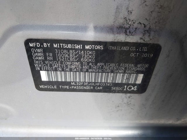 Mitsubishi Mirage G4 Es 2020 ML32F3FJ0LHF03743 Image 9
