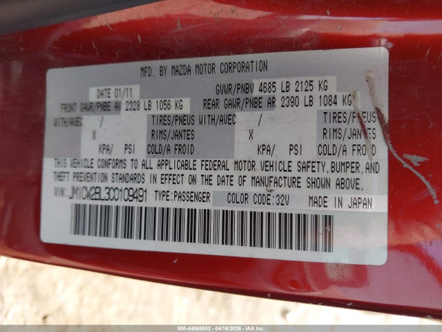 Продаж на аукціоні авто 2012 Mazda Mazda5 Sport, vin: JM1CW2BL3C0109491, номер лоту: 44868552