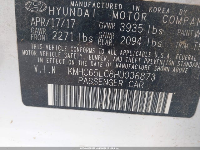 2017 HYUNDAI IONIQ HYBRID KMHC65LC8HU036873 Photo 8