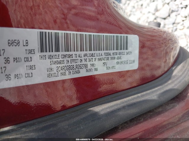 44868575 :رقم المزاد ، 2C4RDGBG8JR262788 vin ، 2018 Dodge Grand Caravan Se مزاد بيع