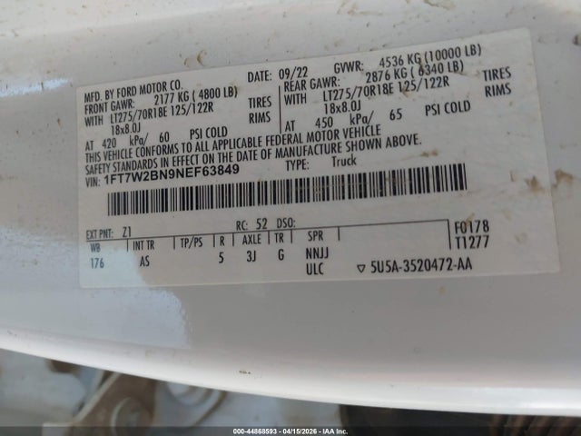 Ford F250 2022 1FT7W2BN9NEF63849 Image 35