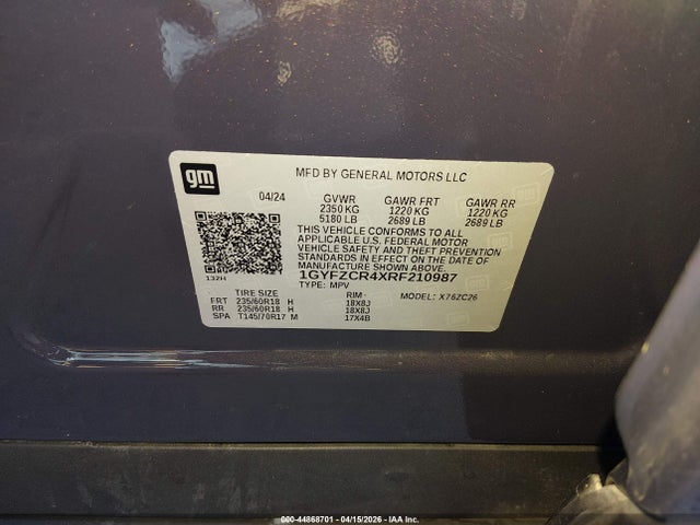 2024 Cadillac Xt4 Fwd Premium Luxury მანქანა იყიდება აუქციონზე, vin: 1GYFZCR4XRF210987, აუქციონის ნომერი: 44868701
